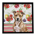 Brindle American Staffordshire Terrier Vegetables Framed Metal Print Bathroom, Kitchen, Office, Home Decor Wall Art Ready to Hang, Square, 8X8