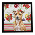 Fawn American Staffordshire Terrier Vegetables Framed Metal Print Bathroom, Kitchen, Office, Home Decor Wall Art Ready to Hang, Square, 8X8