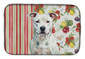 White American Staffordshire Terrier Vegetables Dish Drying Mat Absorbent Dish Drying Mat Pad for Kitchen Counter Dish Drainer Mat for Countertop, 14 x 21", Multicolor