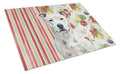 White American Staffordshire Terrier Vegetables Cutting Board Tempered Glass Kitchen Cutting Surface, Heat Resistant Chopping, Non-Slip Feet, Food Prep & Serving