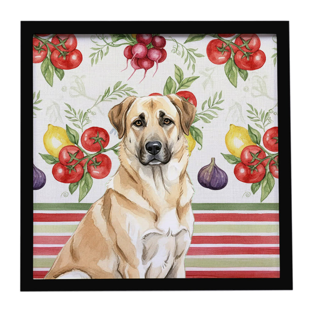 Anatolian Shepherd Dog Vegetables Framed Metal Print Bathroom, Kitchen, Office, Home Decor Wall Art Ready to Hang, Square, 8X8