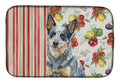 Blue Heeler Australian Cattle Dog Vegetables Dish Drying Mat Absorbent Dish Drying Mat Pad for Kitchen Counter Dish Drainer Mat for Countertop, 14 x 21", Multicolor