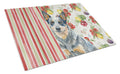 Blue Heeler Australian Cattle Dog Vegetables Cutting Board Tempered Glass Kitchen Cutting Surface, Heat Resistant Chopping, Non-Slip Feet, Food Prep & Serving