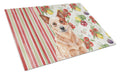 Red Heeler Australian Cattle Dog Vegetables Cutting Board Tempered Glass Kitchen Cutting Surface, Heat Resistant Chopping, Non-Slip Feet, Food Prep & Serving