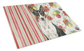 Black and White Basenji Vegetables Cutting Board Tempered Glass Kitchen Cutting Surface, Heat Resistant Chopping, Non-Slip Feet, Food Prep & Serving