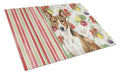 Brindle and White Basenji Vegetables Cutting Board Tempered Glass Kitchen Cutting Surface, Heat Resistant Chopping, Non-Slip Feet, Food Prep & Serving