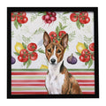 Brindle and White Basenji Vegetables Framed Metal Print Bathroom, Kitchen, Office, Home Decor Wall Art Ready to Hang, Square, 8X8
