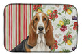 Tricolor and White Basset Hound Vegetables Dish Drying Mat Absorbent Dish Drying Mat Pad for Kitchen Counter Dish Drainer Mat for Countertop, 14 x 21", Multicolor