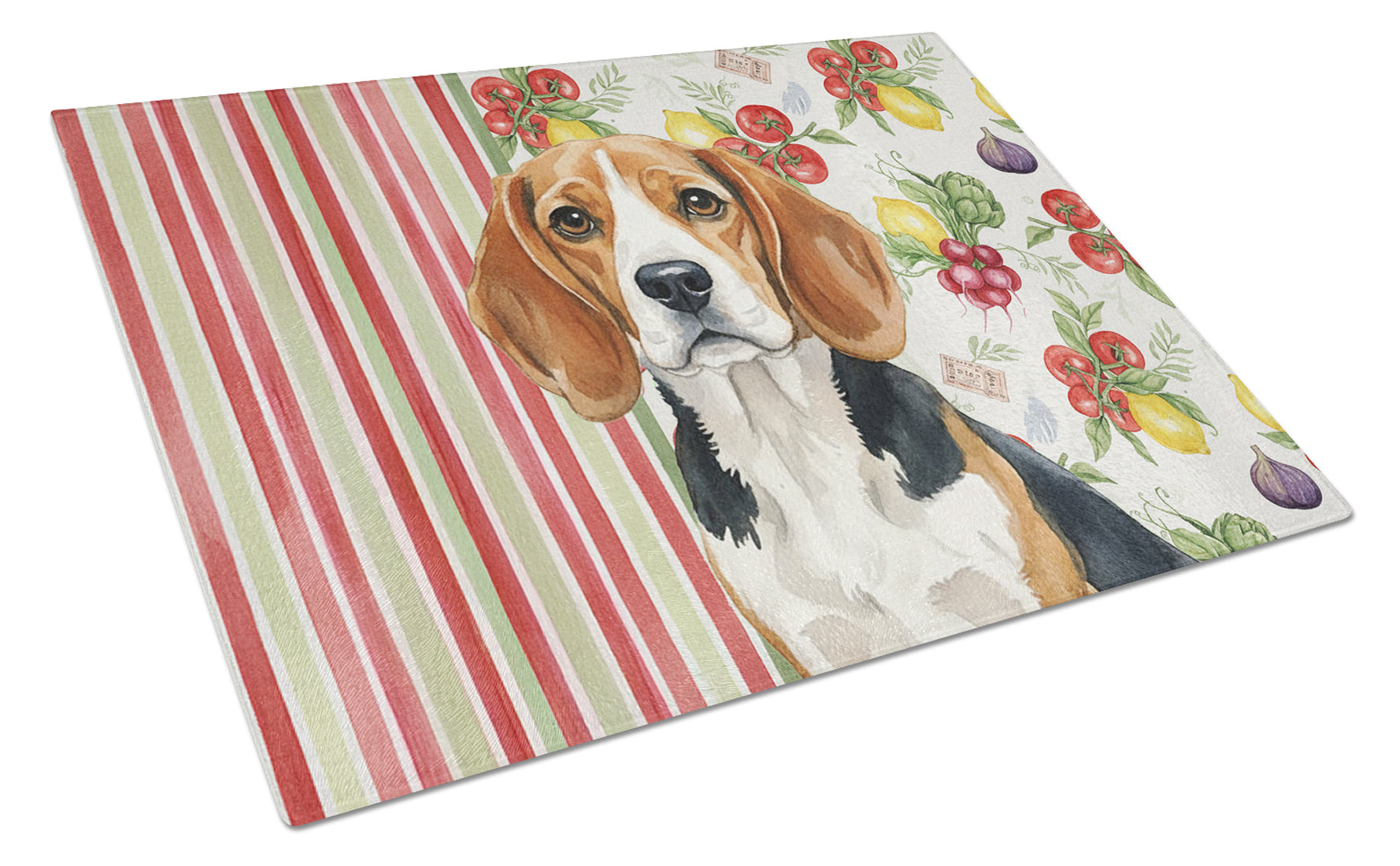 Beagle Vegetables Cutting Board Tempered Glass Kitchen Cutting Surface, Heat Resistant Chopping, Non-Slip Feet, Food Prep & Serving
