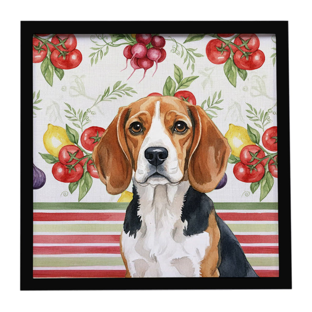 Beagle Vegetables Framed Metal Print Bathroom, Kitchen, Office, Home Decor Wall Art Ready to Hang, Square, 8X8