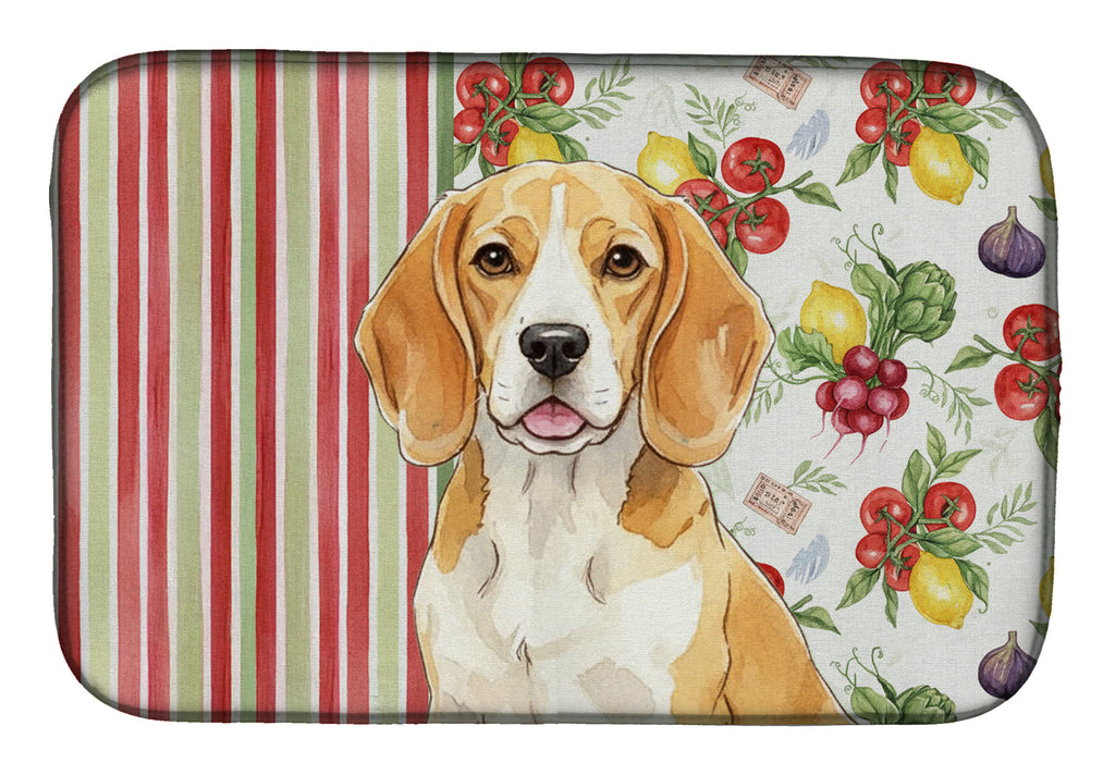 Lemon and White Beagle Vegetables Dish Drying Mat Absorbent Dish Drying Mat Pad for Kitchen Counter Dish Drainer Mat for Countertop, 14 x 21", Multicolor