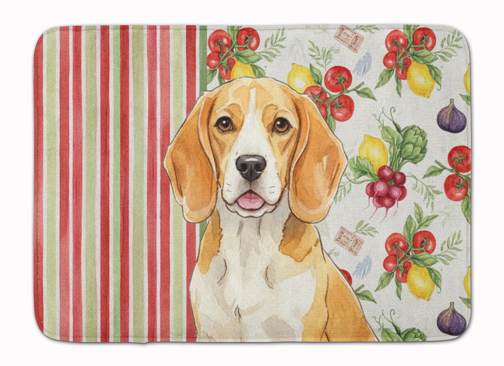 Lemon and White Beagle Vegetables Memory Foam Kitchen Mat Machine Washable Anti-Fatigue Cushion Comfort Bath or Kitchen Rug