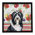 Black Bearded Collie Vegetables Framed Metal Print Bathroom, Kitchen, Office, Home Decor Wall Art Ready to Hang, Square, 8X8