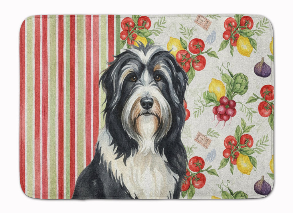 Black Bearded Collie Vegetables Memory Foam Kitchen Mat Machine Washable Anti-Fatigue Cushion Comfort Bath or Kitchen Rug