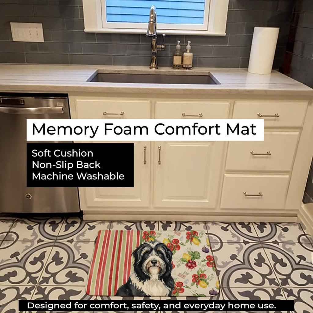 Black Bearded Collie Vegetables Memory Foam Kitchen Mat Machine Washable Anti-Fatigue Cushion Comfort Bath or Kitchen Rug