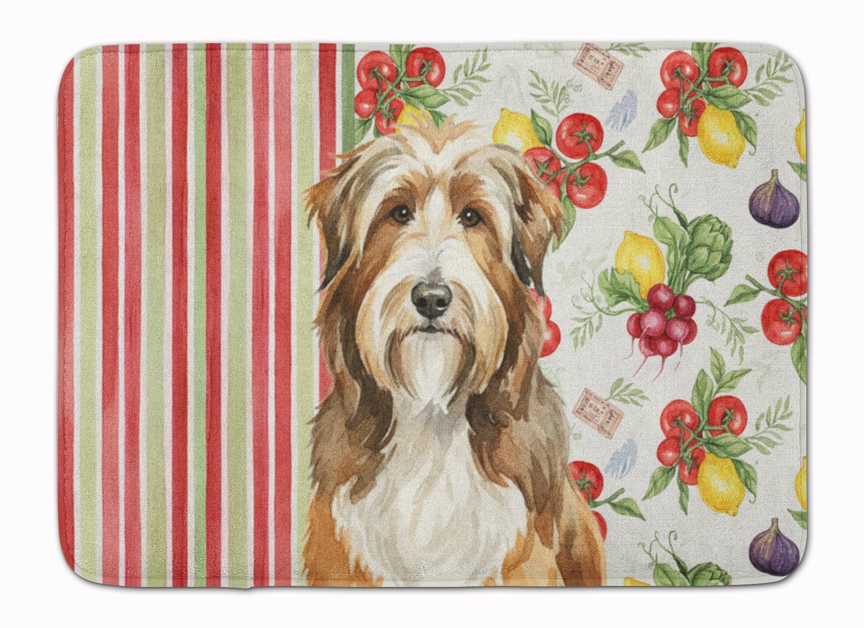 Brown Bearded Collie Vegetables Memory Foam Kitchen Mat Machine Washable Anti-Fatigue Cushion Comfort Bath or Kitchen Rug