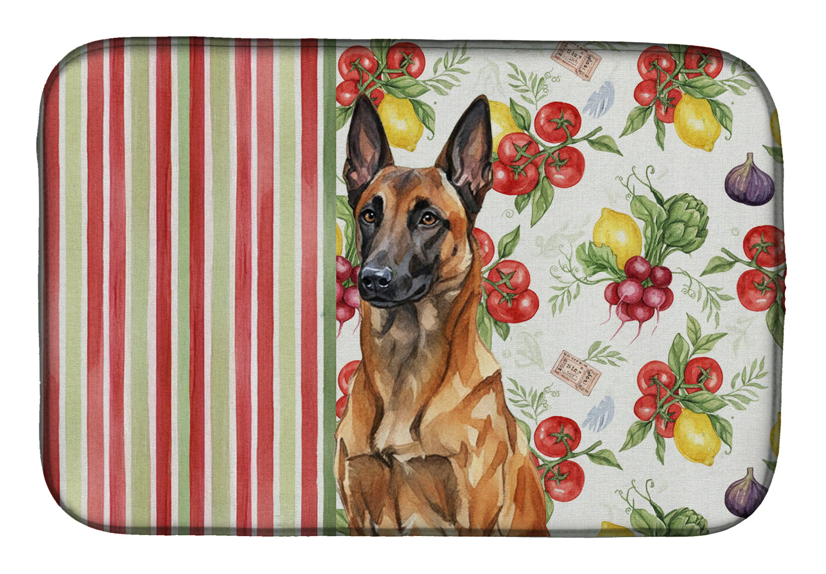 Mahogany Belgian Malinois Vegetables Dish Drying Mat Absorbent Dish Drying Mat Pad for Kitchen Counter Dish Drainer Mat for Countertop, 14 x 21", Multicolor
