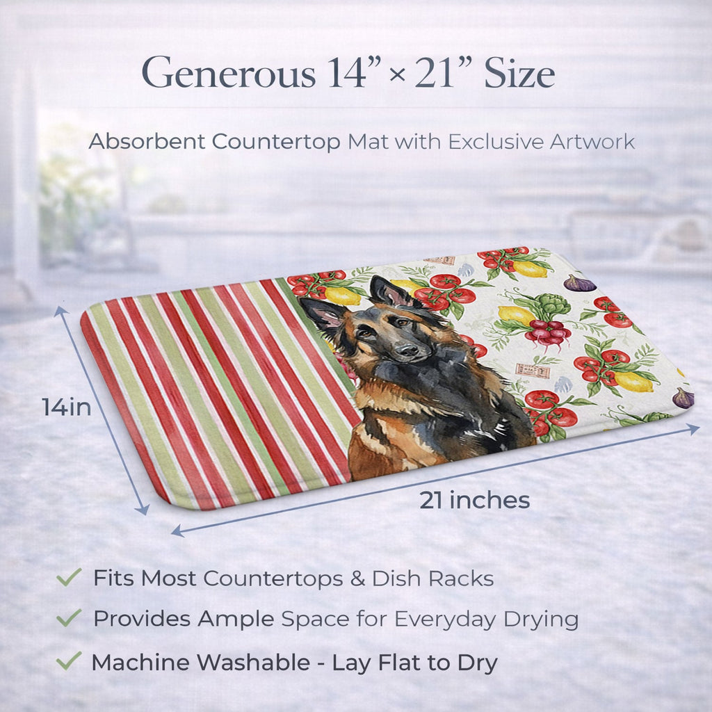 Belgian Tervuren Vegetables Dish Drying Mat Absorbent Dish Drying Mat Pad for Kitchen Counter Dish Drainer Mat for Countertop, 14 x 21", Multicolor