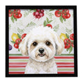 White and Cream Bichon Frise Vegetables Framed Metal Print Bathroom, Kitchen, Office, Home Decor Wall Art Ready to Hang, Square, 8X8