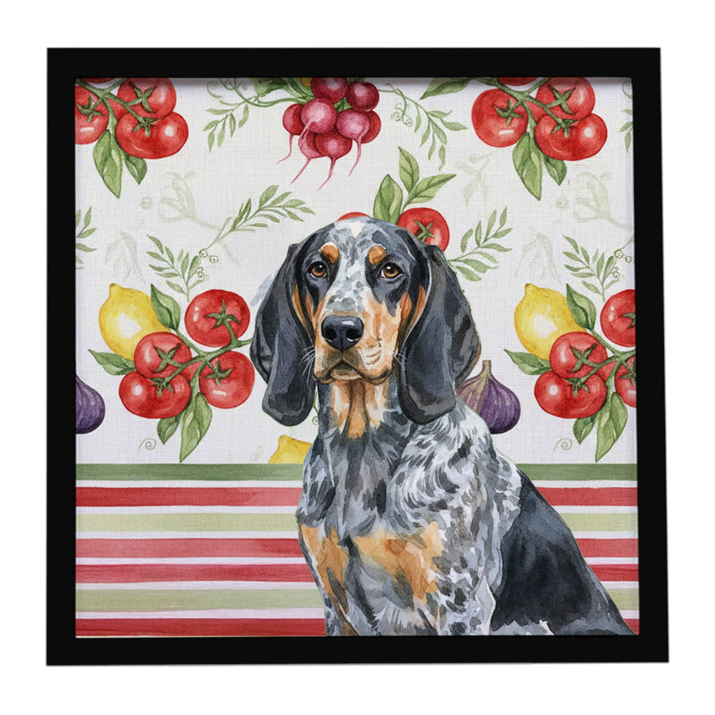 Bluetick Coonhound Vegetables Framed Metal Print Bathroom, Kitchen, Office, Home Decor Wall Art Ready to Hang, Square, 8X8