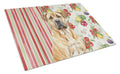 Fawn Boerboel Vegetables Cutting Board Tempered Glass Kitchen Cutting Surface, Heat Resistant Chopping, Non-Slip Feet, Food Prep & Serving
