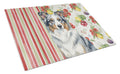 Blue Merle Border Collie Vegetables Cutting Board Tempered Glass Kitchen Cutting Surface, Heat Resistant Chopping, Non-Slip Feet, Food Prep & Serving