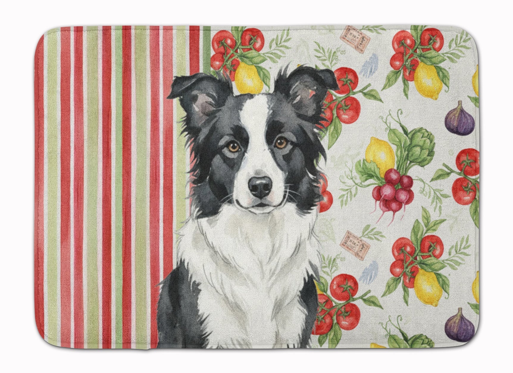 Border Collie Vegetables Memory Foam Kitchen Mat Machine Washable Anti-Fatigue Cushion Comfort Bath or Kitchen Rug