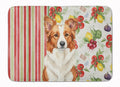 Red and White Border Collie Vegetables Memory Foam Kitchen Mat Machine Washable Anti-Fatigue Cushion Comfort Bath or Kitchen Rug