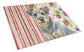 Blue and Tan Border Terrier Vegetables Cutting Board Tempered Glass Kitchen Cutting Surface, Heat Resistant Chopping, Non-Slip Feet, Food Prep & Serving