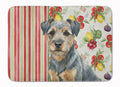 Blue and Tan Border Terrier Vegetables Memory Foam Kitchen Mat Machine Washable Anti-Fatigue Cushion Comfort Bath or Kitchen Rug