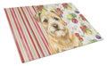 Wheaten Border Terrier Vegetables Cutting Board Tempered Glass Kitchen Cutting Surface, Heat Resistant Chopping, Non-Slip Feet, Food Prep & Serving