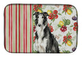 Black and White Borzoi Vegetables Dish Drying Mat Absorbent Dish Drying Mat Pad for Kitchen Counter Dish Drainer Mat for Countertop, 14 x 21", Multicolor