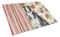 Black and White Borzoi Vegetables Cutting Board Tempered Glass Kitchen Cutting Surface, Heat Resistant Chopping, Non-Slip Feet, Food Prep & Serving