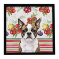 Brindle Boston Terrier Vegetables Framed Metal Print Bathroom, Kitchen, Office, Home Decor Wall Art Ready to Hang, Square, 8X8