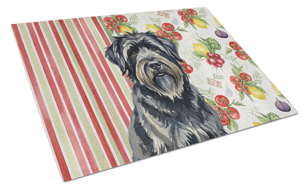 Bouvier des Flandres Vegetables Cutting Board Tempered Glass Kitchen Cutting Surface, Heat Resistant Chopping, Non-Slip Feet, Food Prep & Serving