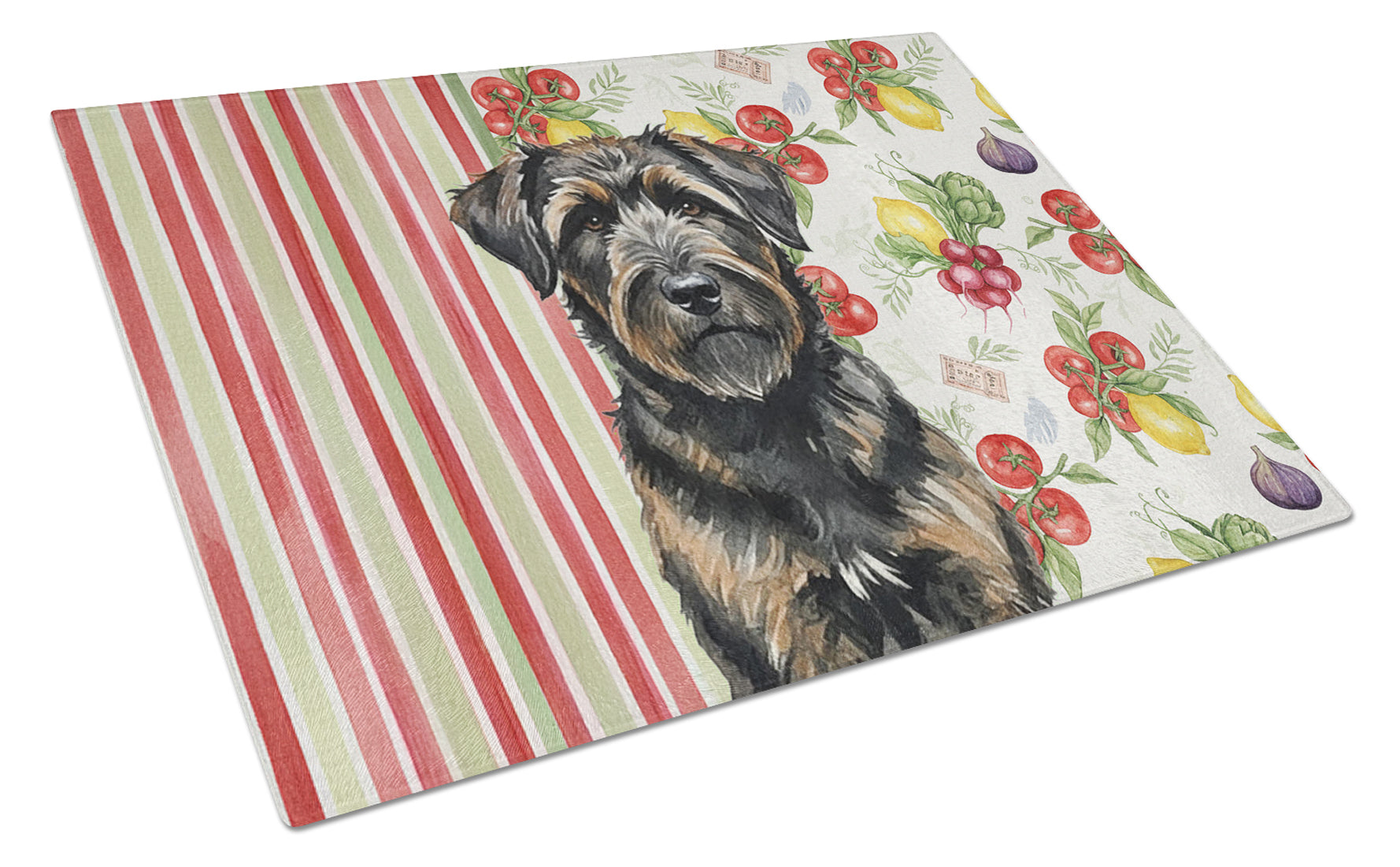 Brindle Bouvier des Flandres Vegetables Cutting Board Tempered Glass Kitchen Cutting Surface, Heat Resistant Chopping, Non-Slip Feet, Food Prep & Serving