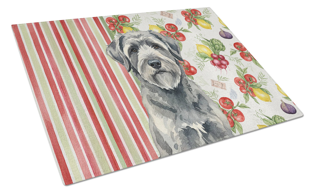 Gray Bouvier des Flandres Vegetables Cutting Board Tempered Glass Kitchen Cutting Surface, Heat Resistant Chopping, Non-Slip Feet, Food Prep & Serving