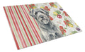 Gray Bouvier des Flandres Vegetables Cutting Board Tempered Glass Kitchen Cutting Surface, Heat Resistant Chopping, Non-Slip Feet, Food Prep & Serving