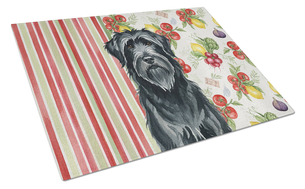 Black Briard Vegetables Cutting Board Tempered Glass Kitchen Cutting Surface, Heat Resistant Chopping, Non-Slip Feet, Food Prep & Serving