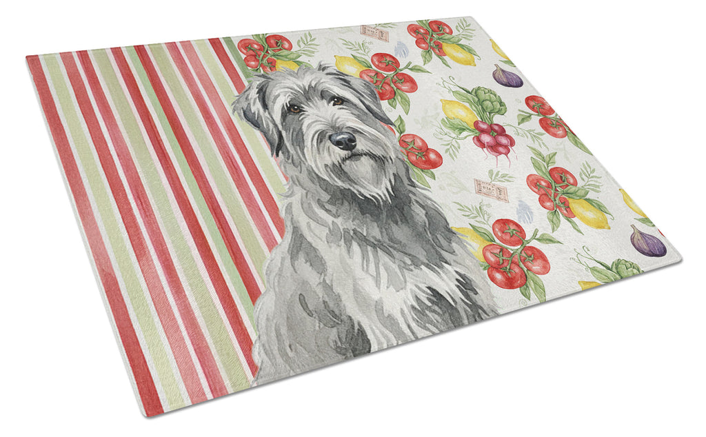 Gray Briard Vegetables Cutting Board Tempered Glass Kitchen Cutting Surface, Heat Resistant Chopping, Non-Slip Feet, Food Prep & Serving