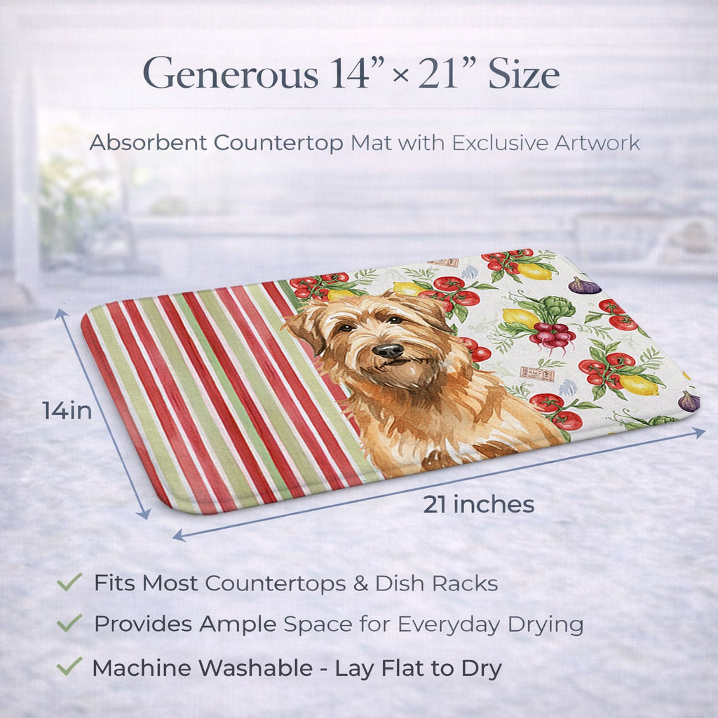 Tawny Briard Vegetables Dish Drying Mat Absorbent Dish Drying Mat Pad for Kitchen Counter Dish Drainer Mat for Countertop, 14 x 21", Multicolor