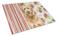Tawny Briard Vegetables Cutting Board Tempered Glass Kitchen Cutting Surface, Heat Resistant Chopping, Non-Slip Feet, Food Prep & Serving