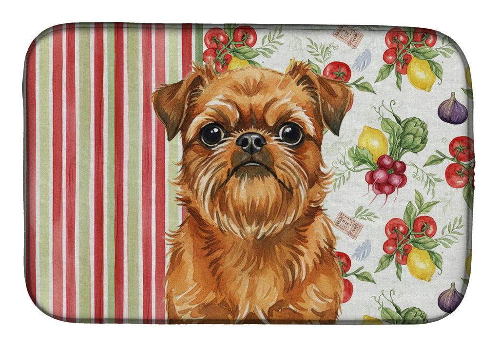 Belge Brussels Griffon Vegetables Dish Drying Mat Absorbent Dish Drying Mat Pad for Kitchen Counter Dish Drainer Mat for Countertop, 14 x 21", Multicolor