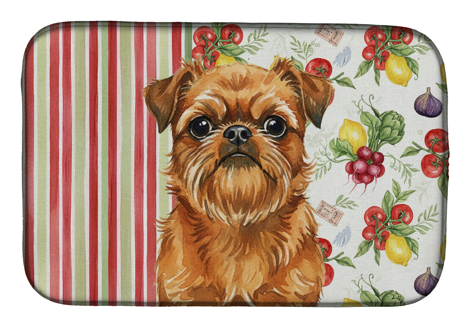 Belge Brussels Griffon Vegetables Dish Drying Mat Absorbent Dish Drying Mat Pad for Kitchen Counter Dish Drainer Mat for Countertop, 14 x 21", Multicolor