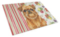 Belge Brussels Griffon Vegetables Cutting Board Tempered Glass Kitchen Cutting Surface, Heat Resistant Chopping, Non-Slip Feet, Food Prep & Serving