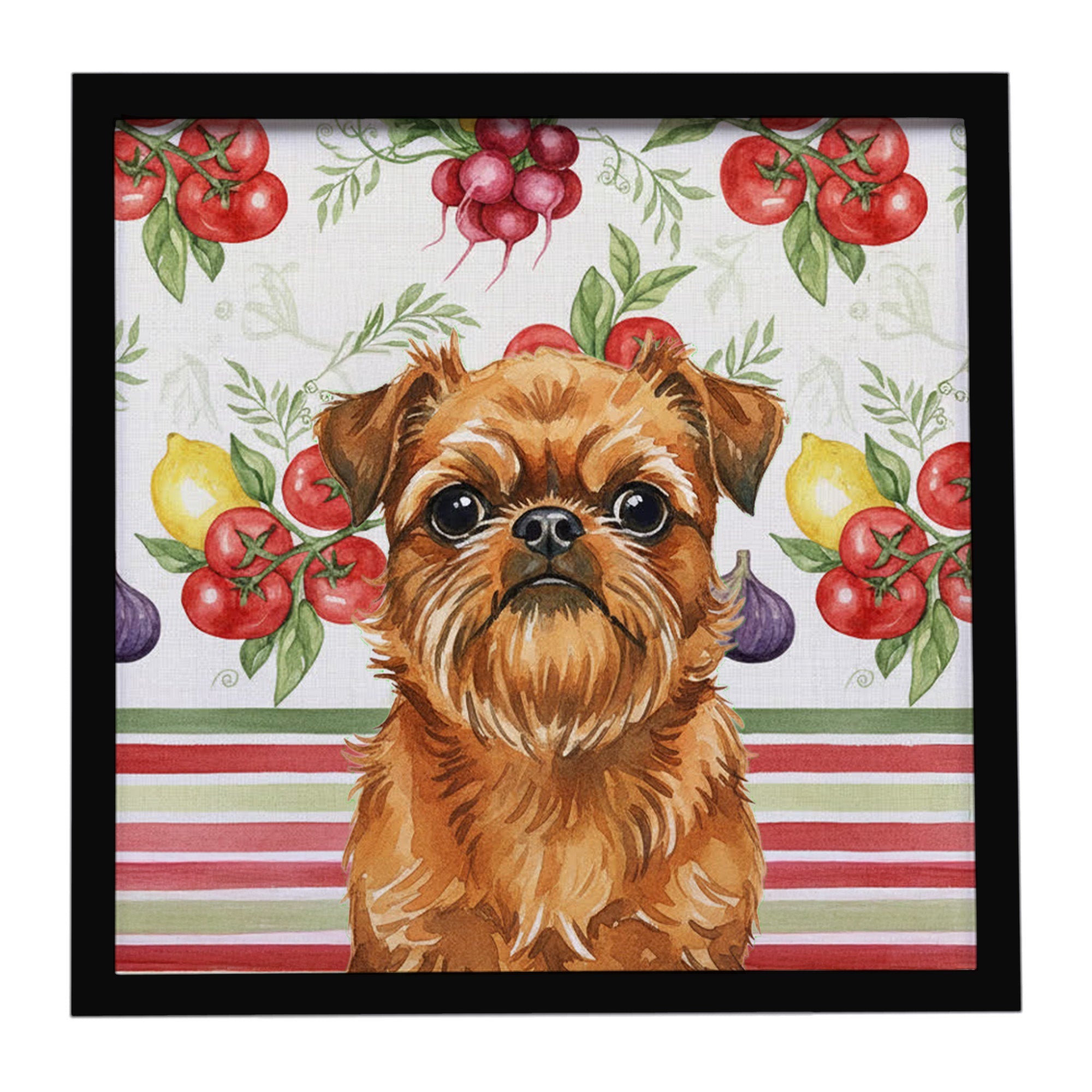 Belge Brussels Griffon Vegetables Framed Metal Print Bathroom, Kitchen, Office, Home Decor Wall Art Ready to Hang, Square, 8X8