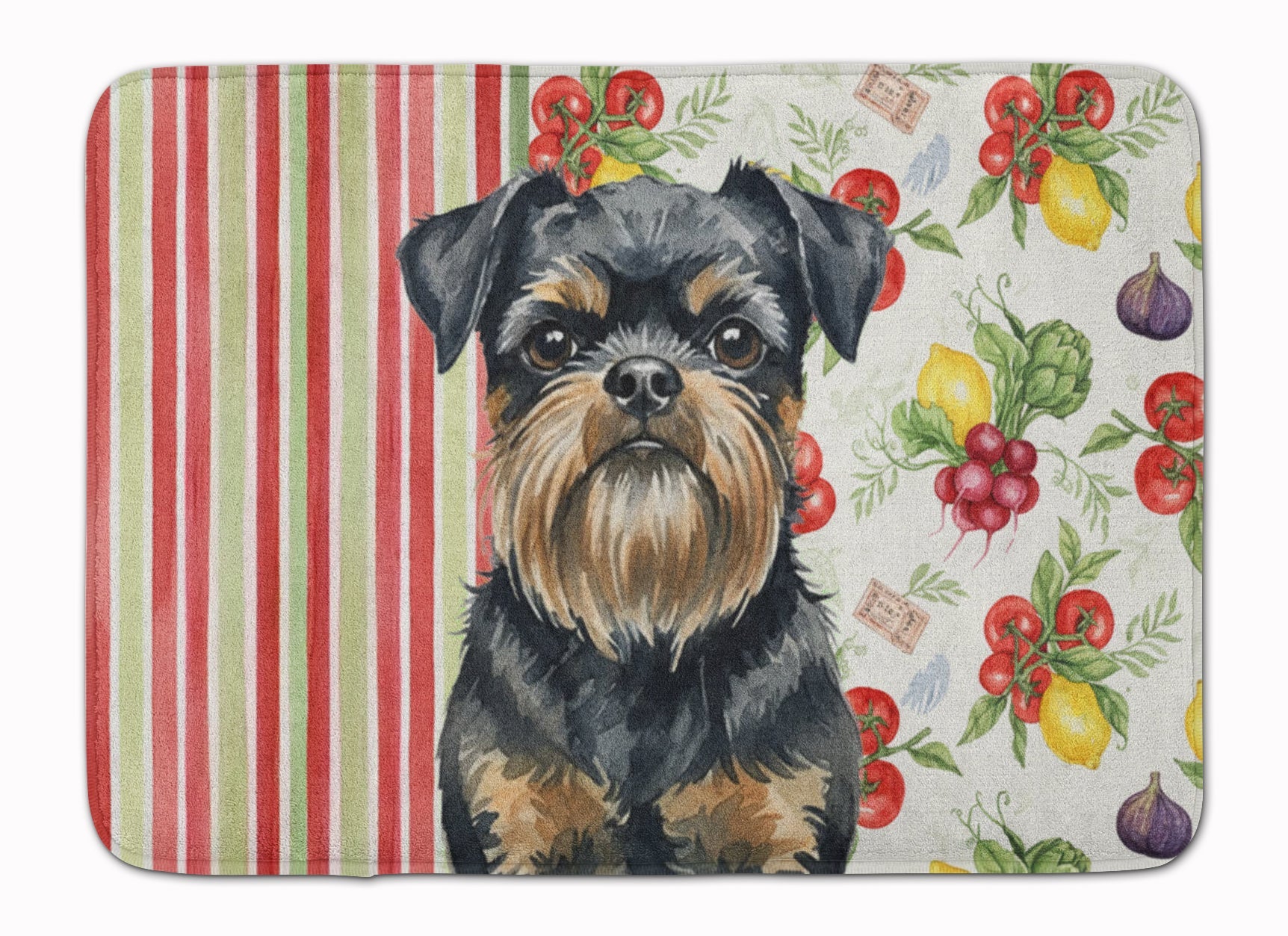 Black and Tan Brussels Griffon Vegetables Memory Foam Kitchen Mat Machine Washable Anti-Fatigue Cushion Comfort Bath or Kitchen Rug