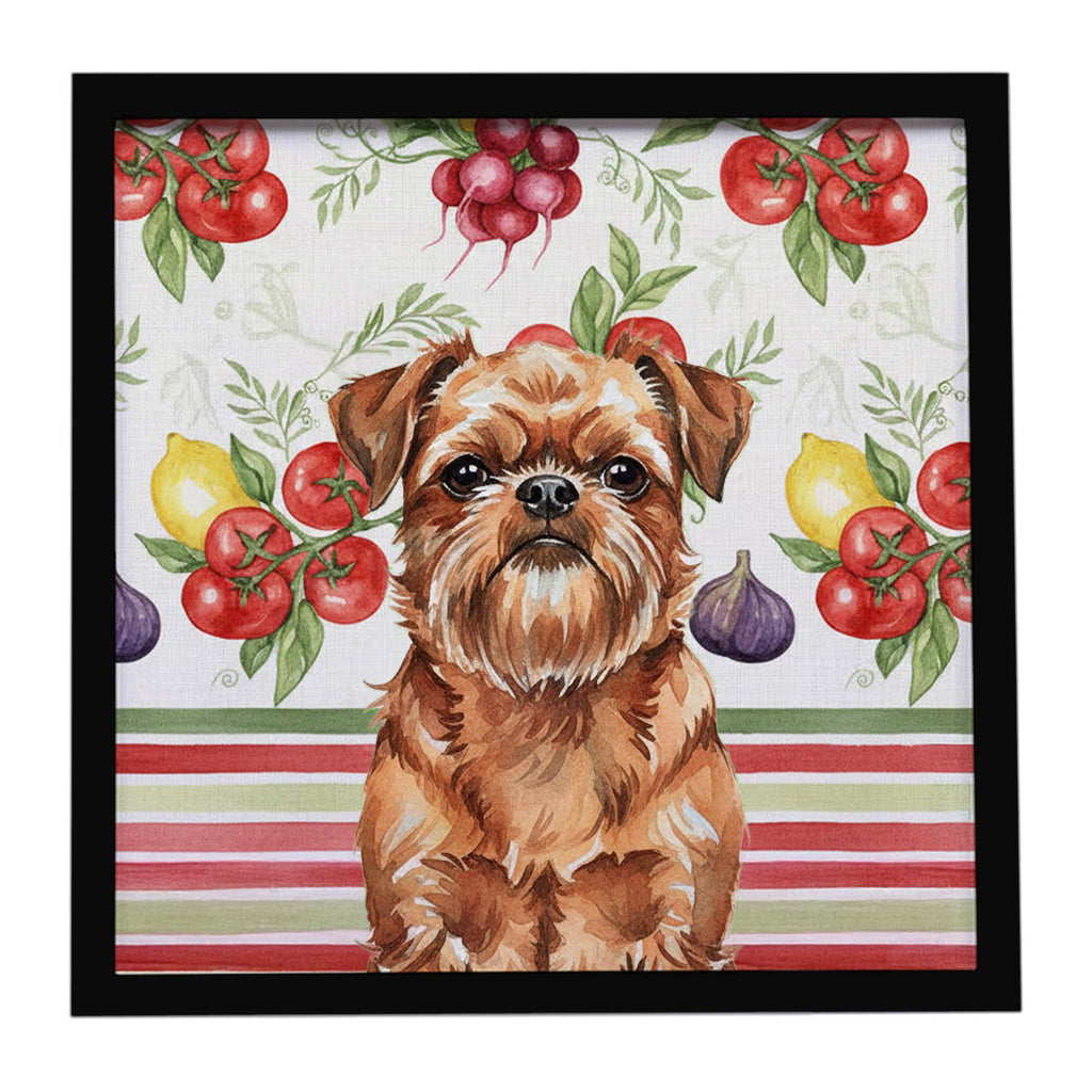 Red Brussels Griffon Vegetables Framed Metal Print Bathroom, Kitchen, Office, Home Decor Wall Art Ready to Hang, Square, 8X8
