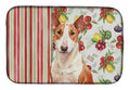 Red and White Bull Terrier Vegetables Dish Drying Mat Absorbent Dish Drying Mat Pad for Kitchen Counter Dish Drainer Mat for Countertop, 14 x 21", Multicolor