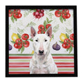 White Bull Terrier Vegetables Framed Metal Print Bathroom, Kitchen, Office, Home Decor Wall Art Ready to Hang, Square, 8X8
